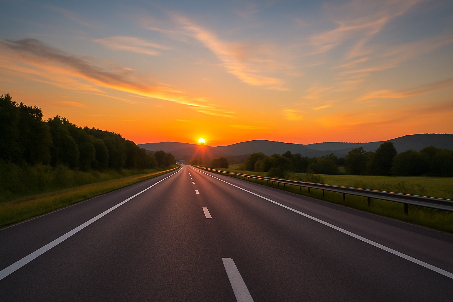 Carretera al amanecer